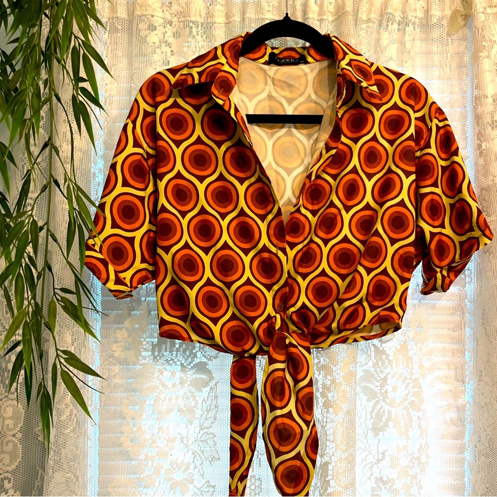 VINTAGE inspired Cider tie 70s shirt